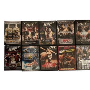 Lot of 8 UFC DVD Collections & 2 Cage Fighters Ortiz VS Cote Couture Vs Liddell